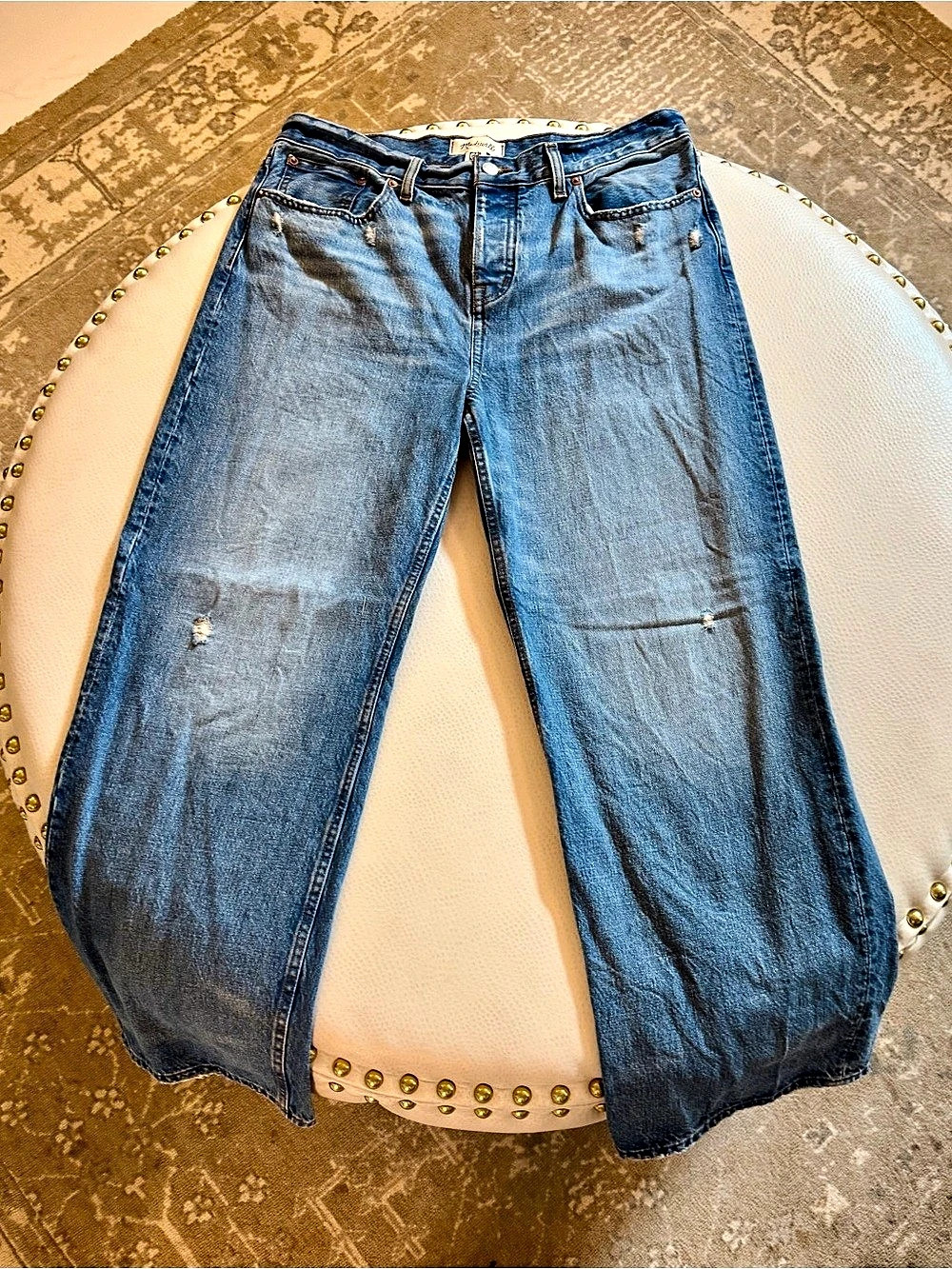 Madewell Low-Slung Baggy Distressed Blue Jeans Waist 29P